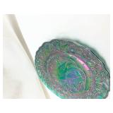 Imperial Glass Green Carnival Two Turtle Doves Plate