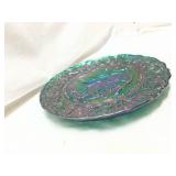 Imperial Glass Green Carnival Two Turtle Doves Plate