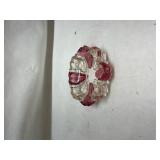 Cranberry and Clear Glass Floral Ashtray