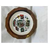 California Village Scene Christmas Plate with Gold Trim