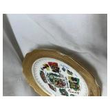 California Village Scene Christmas Plate with Gold Trim
