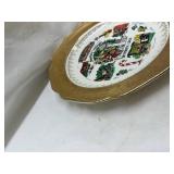 California Village Scene Christmas Plate with Gold Trim