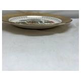 California Village Scene Christmas Plate with Gold Trim