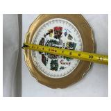 California Village Scene Christmas Plate with Gold Trim