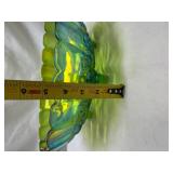 Iridescent Green Glass Footed Bowl