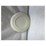 Green Transferware Plate with Country Scene