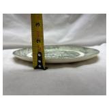 Green Transferware Plate with Country Scene
