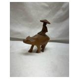 Hand Carved Wooden Asian Water Buffalo Figurine
