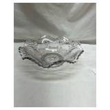 Pressed Glass Serving Bowl with Floral Pattern