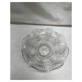 Pressed Glass Serving Bowl with Floral Pattern