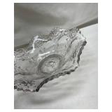 Pressed Glass Serving Bowl with Floral Pattern