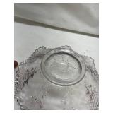Pressed Glass Serving Bowl with Floral Pattern