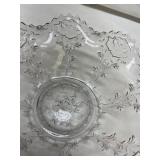 Pressed Glass Serving Bowl with Floral Pattern