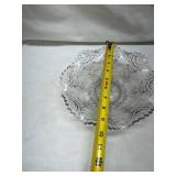 Pressed Glass Serving Bowl with Floral Pattern