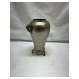 Japanese Style Pewter Vase with Crane Design