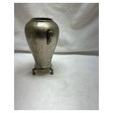 Japanese Style Pewter Vase with Crane Design