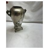 Japanese Style Pewter Vase with Crane Design