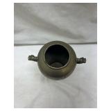 Japanese Style Pewter Vase with Crane Design