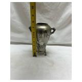 Japanese Style Pewter Vase with Crane Design
