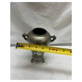 Japanese Style Pewter Vase with Crane Design