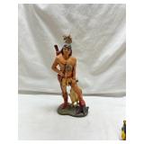 Native American Warrior Figurine with Fish