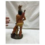 Native American Warrior Figurine with Fish