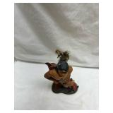 Native American Warrior Figurine with Fish
