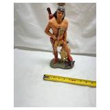 Native American Warrior Figurine with Fish