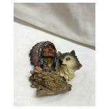 Native American and Wolf Spirit Decorative Bust