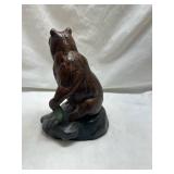 Brown Bear Figurine on Rock Base