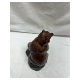 Brown Bear Figurine on Rock Base