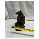 Brown Bear Figurine on Rock Base