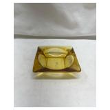 Amber Glass Square Ashtray