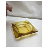 Amber Glass Square Ashtray