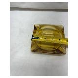 Amber Glass Square Ashtray
