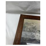 Early 1900s Carved Wood Picture Frame with Black and White Photograph