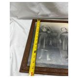 Early 1900s Carved Wood Picture Frame with Black and White Photograph