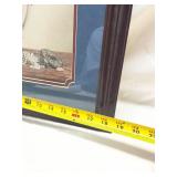 Framed Floral Art Print with Blue Matting