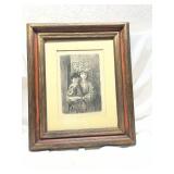Framed Pencil Drawing of Mother and Child