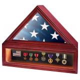 Military Veteran Flag Display Case Shadow Box with Led Lights, 3