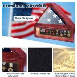 Military Veteran Flag Display Case Shadow Box with Led Lights, 3