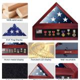 Military Veteran Flag Display Case Shadow Box with Led Lights, 3
