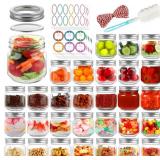 30 Pack Mason Jars 8 oz with Regular Lids and Bands, Half Pint Canning Jars, Small Glass Jars for Honey Jelly Jam Crafts