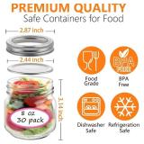 30 Pack Mason Jars 8 oz with Regular Lids and Bands, Half Pint Canning Jars, Small Glass Jars for Honey Jelly Jam Crafts