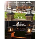4 Pack Solar Post Lights Outdoor with 3D Flickering Candle Wick, Solar Post Cap Lights IP67 Waterproof, Warm LED Lighting Decor for Fence Deck Mailbox Yard Porch, Fit 4x4, 5x5 or 6x6 Vinyl/Wooden Post