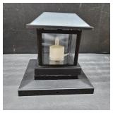 4 Pack Solar Post Lights Outdoor with 3D Flickering Candle Wick, Solar Post Cap Lights IP67 Waterproof, Warm LED Lighting Decor for Fence Deck Mailbox Yard Porch, Fit 4x4, 5x5 or 6x6 Vinyl/Wooden Post