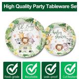 Safari Birthday Supplies Tableware Boys - Safari Jungle Baby Shower Party Decorations Include Plates, Cups, Napkins, Tableware, Wild Birthday Baby Shower Decorations | 24 Guests