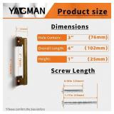 Lot of 2, Antique Brass Cabinet Pulls 3"(76mm) Hole Center Kitchen Retro Handles for Furniture and Drawers Vintage Square Dresser Handles Farmhouse Knobs Drawer Pulls Hardware Q-AB76-2 (2)