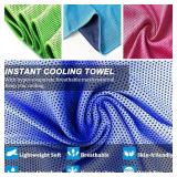 YQXCC Cooling Towel | 2 Pack 47"x12" | Ice Cool for Neck | Soft Breathable Microfiber Chilly | for Yoga, Golf, Gym, Camping, Running, Workout & More Activities