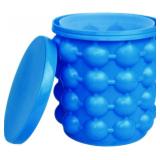 XJSXZC Silicone Ice Bucket, Ice Cube Mold Ice Trays, (2 in 1) Ice Cube Maker, Round,Portable,For Frozen Whiskey, Cocktail, Beverages(blue)